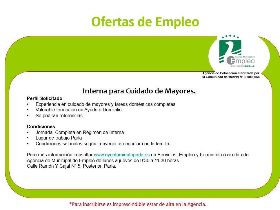 Ofertas De Trabajo Interna En Madrid