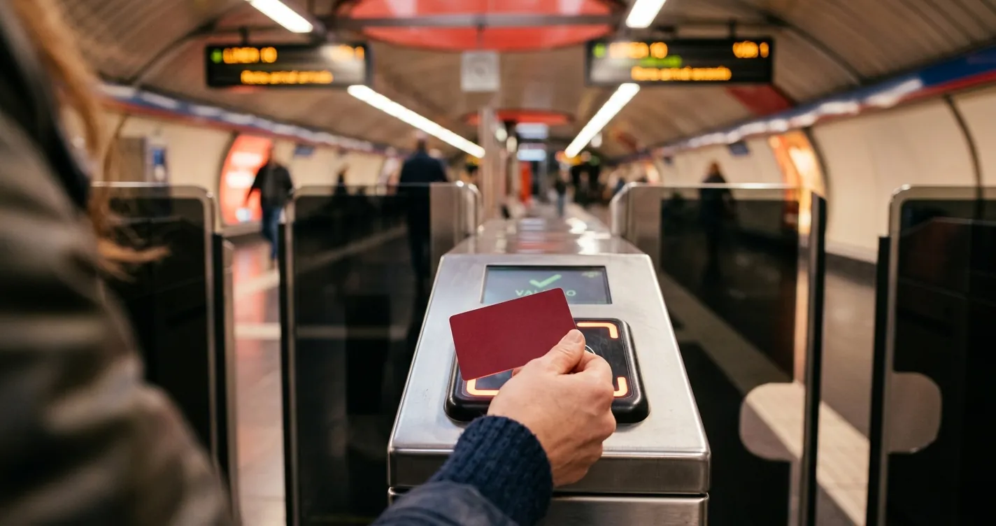 Tarjeta Transporte Público Madrid - Persona validando su tarjeta TTP en un torno del Metro de Madrid
