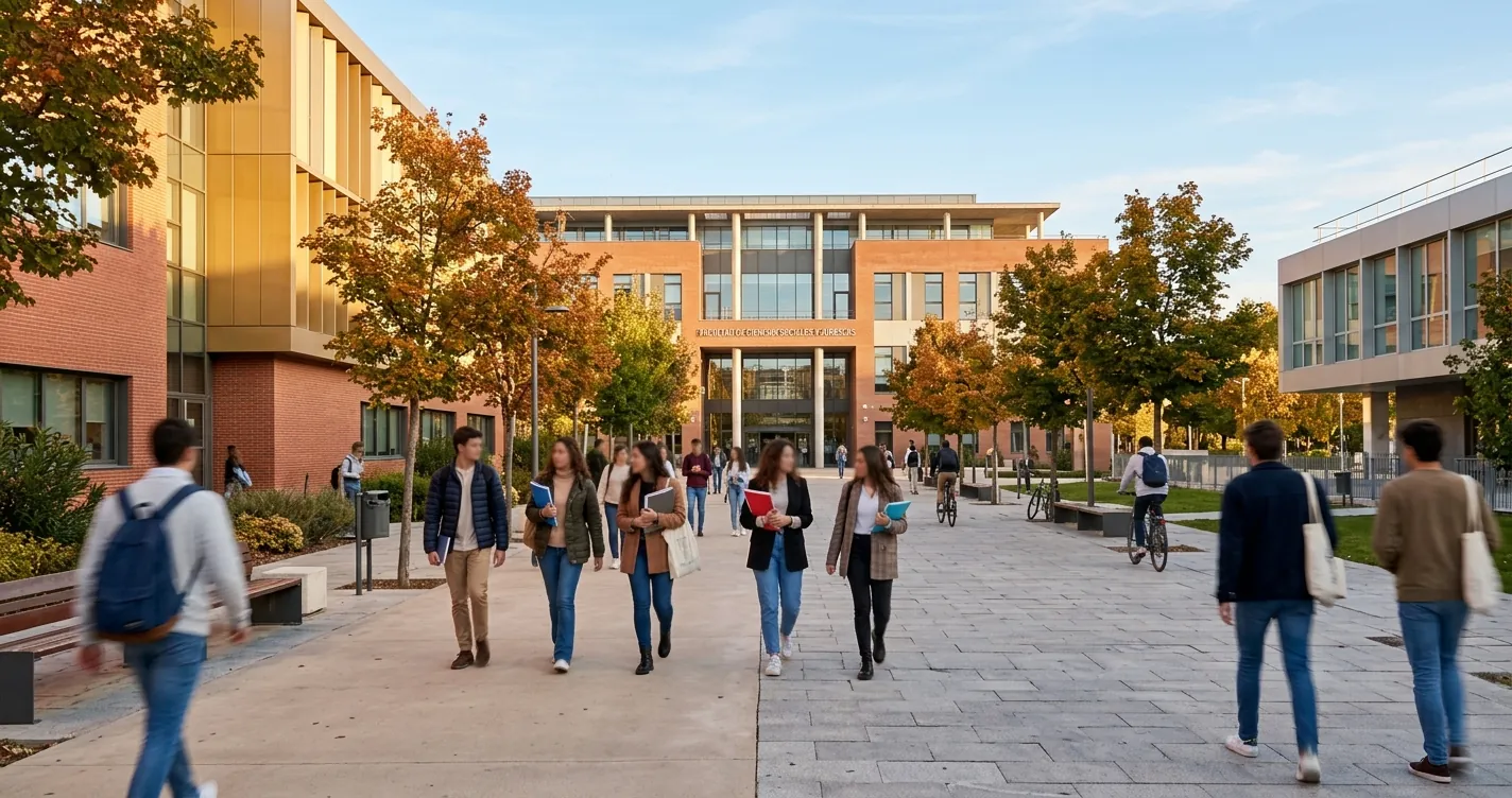 Dónde estudiar psicología en Madrid - Campus universitario con estudiantes de psicología