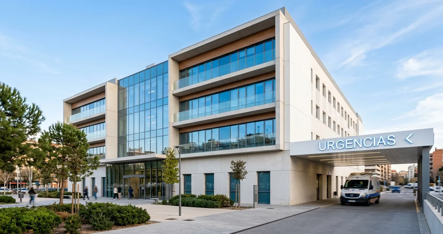Hospitales de Adeslas en Madrid - Entrada de urgencias de hospital privado moderno