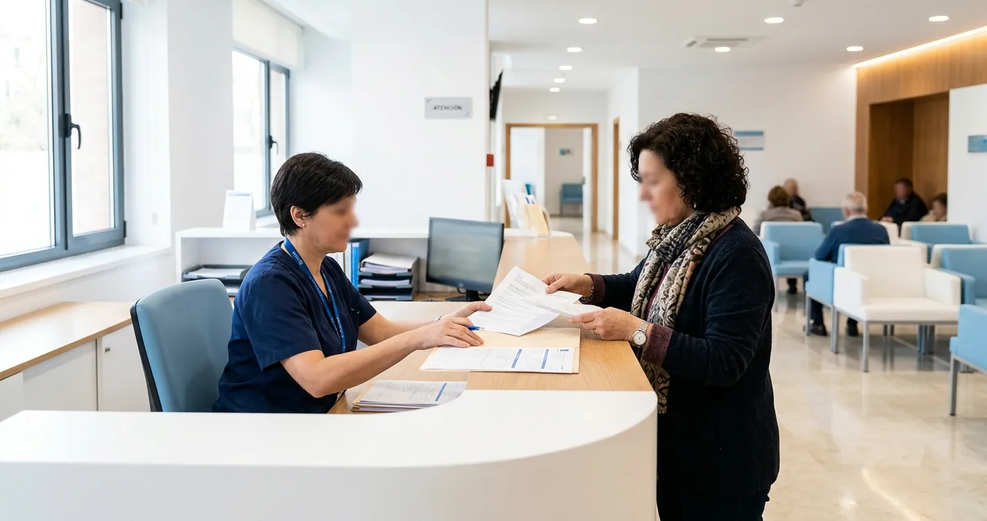 Cambiar de médico de cabecera en Madrid - Mostrador de admisión de un centro de salud público