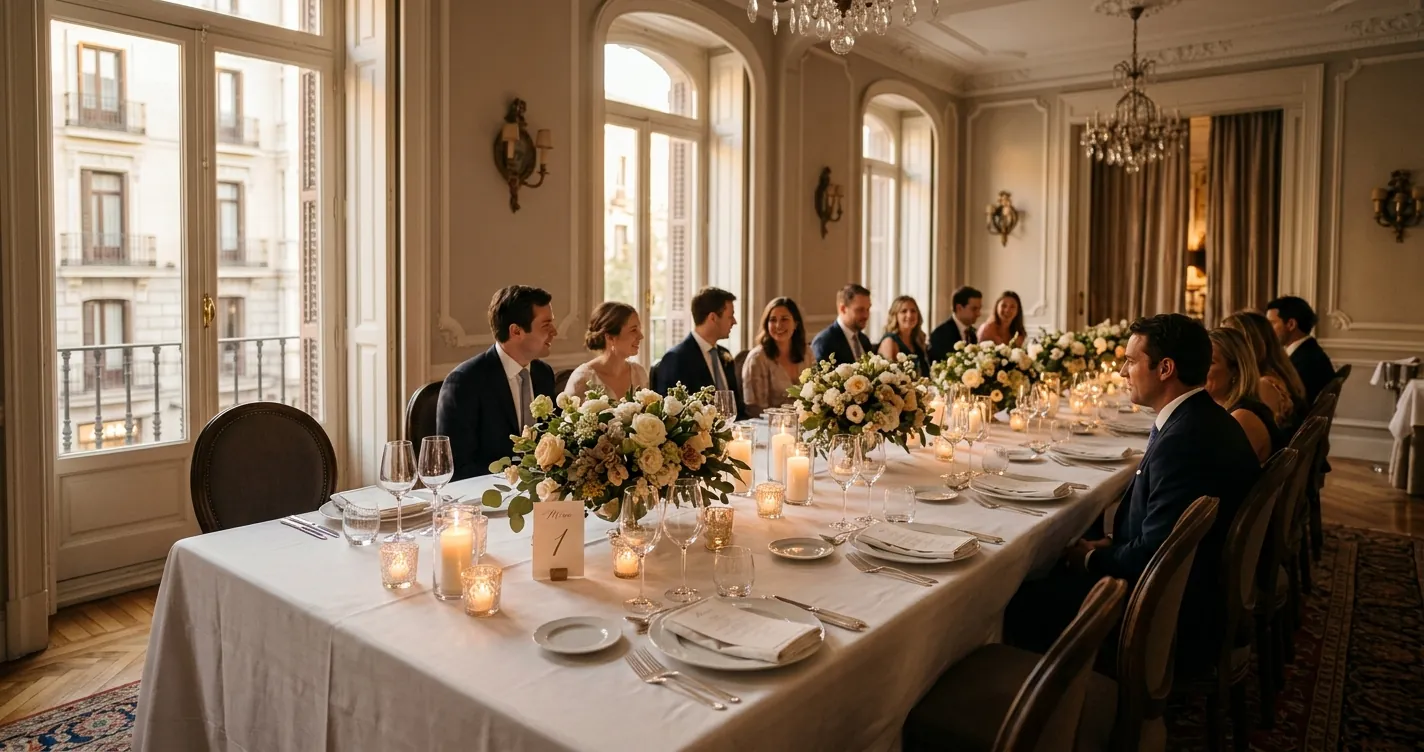 Restaurantes para bodas pequeñas en Madrid - Salón privado con mesa decorada para una boda íntima