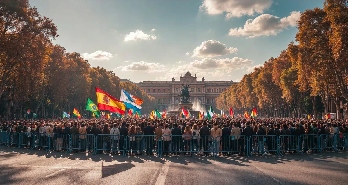 Paseo del Prado con banderas durante el desfile del 12 de octubre, plan principal del puente del Pilar Madrid 2026